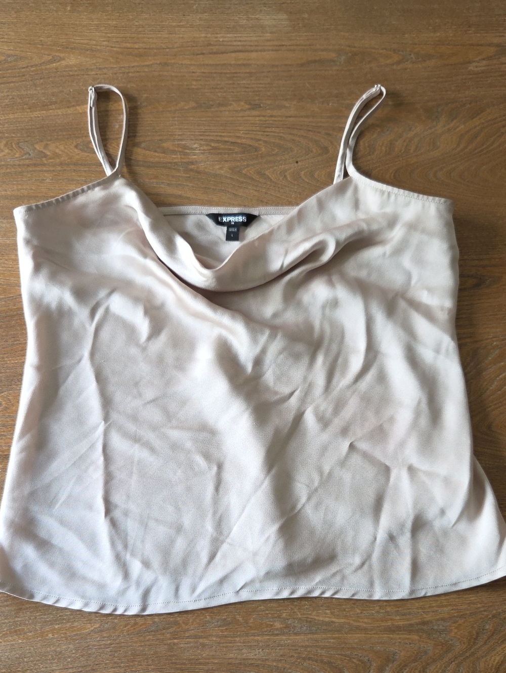 Express Satin Cowl Neck Camisole in Cream Large Like New
